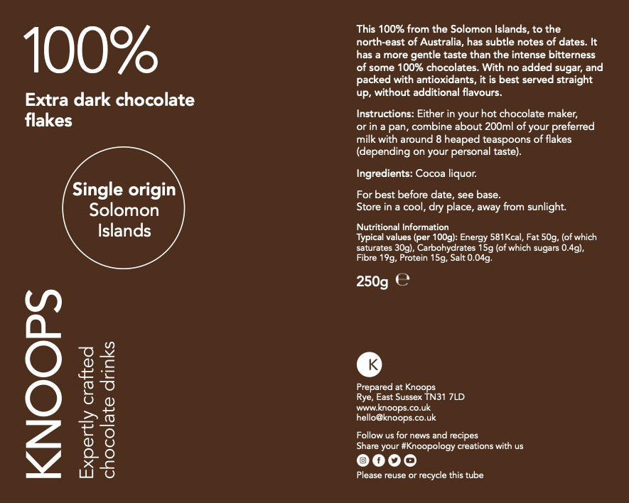 Extra dark hot chocolate flakes | 100% | Solomon Islands