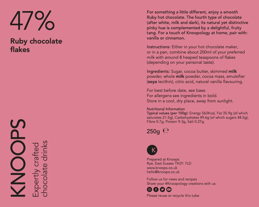 Ruby hot chocolate flakes | 47%