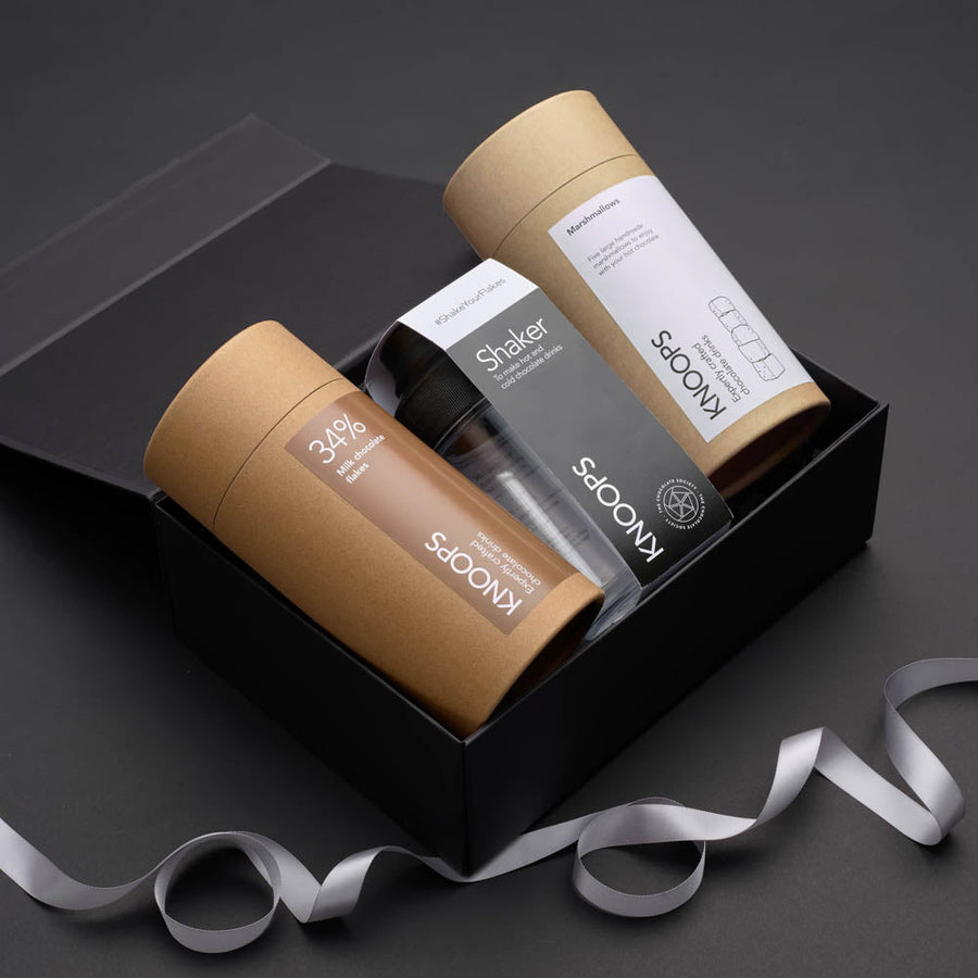 Hot Chocolate Shaker + Flakes + Marshmallows Gift Set